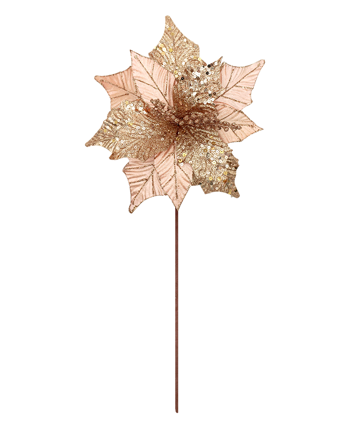 R106302 NAVIDAD VARA FLOR NOCHE BUENA LENTEJUELA 25 CMS PZA