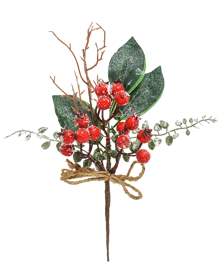 R103042 NAVIDAD PICK BERRY HOJAS 30 CM