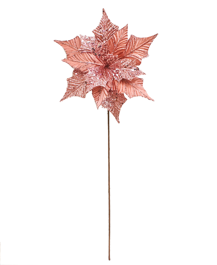 R106302 NAVIDAD VARA FLOR NOCHE BUENA LENTEJUELA 25 CMS PZA